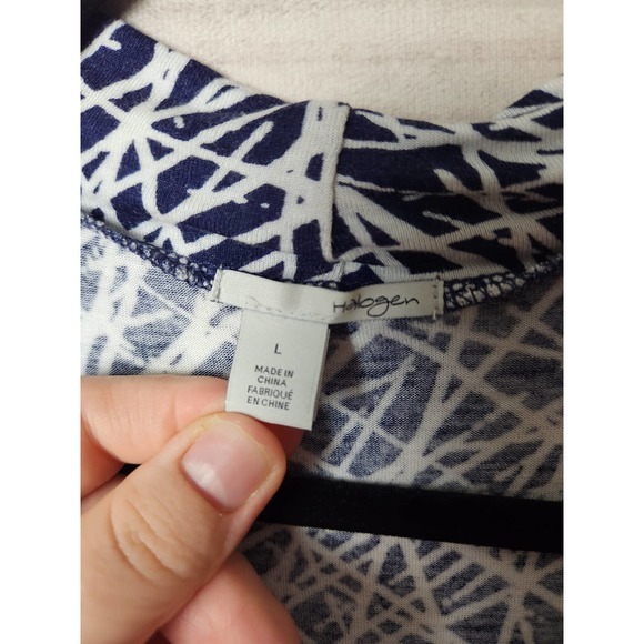 Halogen Womens Abstract Cowl‎ Neck Tunic Tank Top Blue White Size Large - Picture 3 of 6